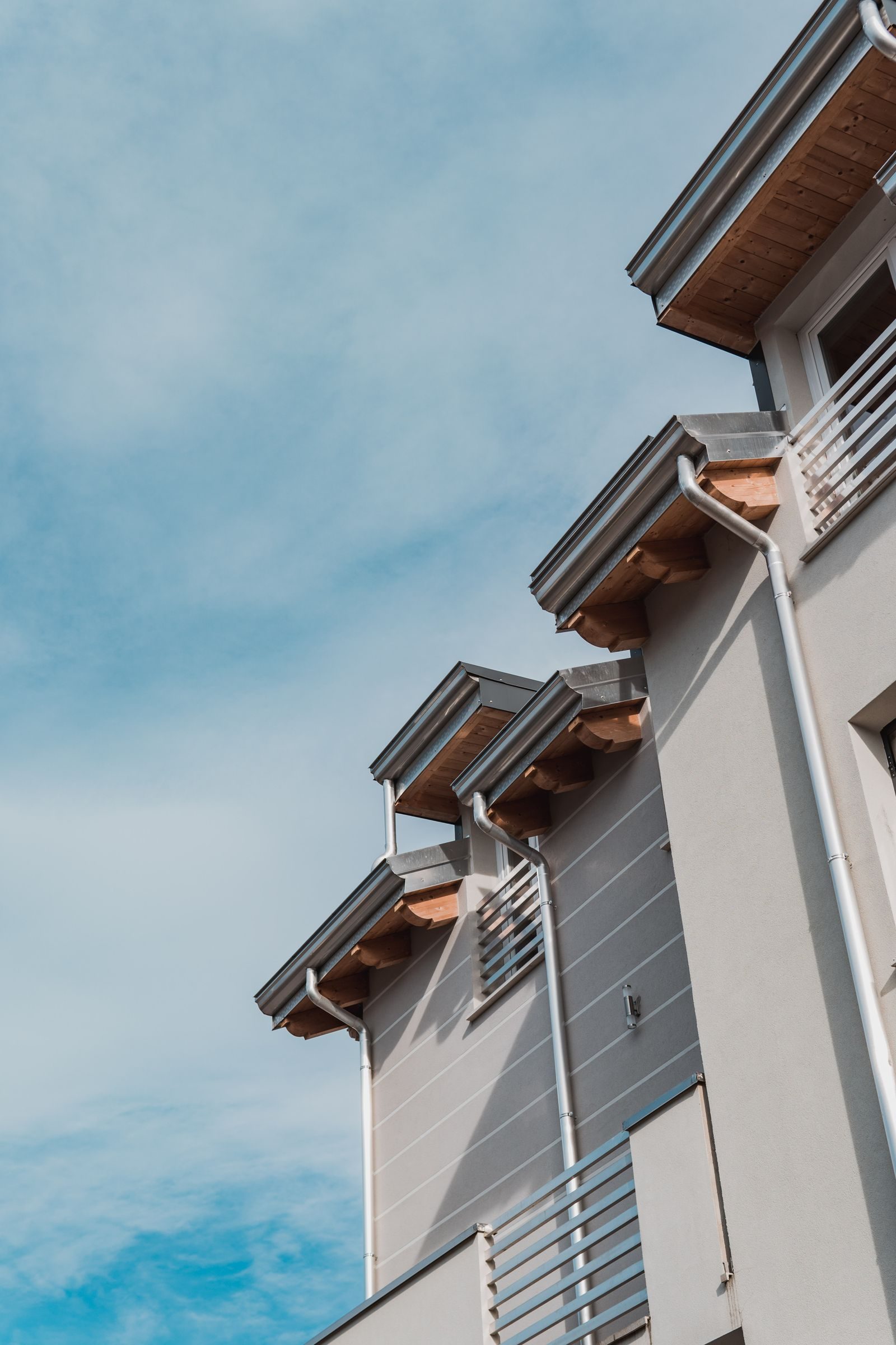 White eaves and guttering on a house roofline